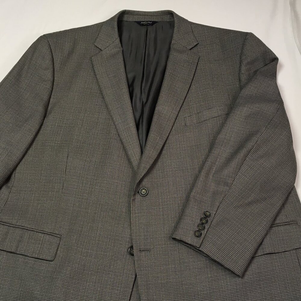 Joseph & Feiss Sport Coat 54R Wool  Tan/Navy/Gold Dogtooth Pattern Versatile